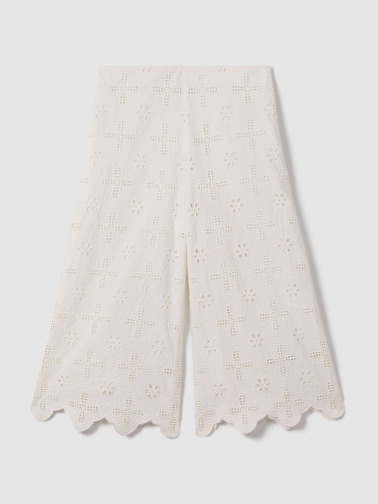Reiss Ivory Nella 4-9 yrs Cotton Broderie Lace Trousers - Image 2 of 4