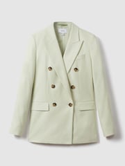 Reiss Mint Dianna Double Breasted Linen Blend Suit Blazer - Image 2 of 6