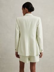 Reiss Mint Dianna Double Breasted Linen Blend Suit Blazer - Image 4 of 6