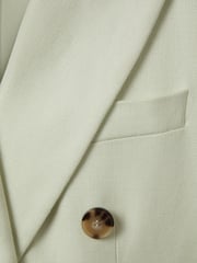 Reiss Mint Dianna Double Breasted Linen Blend Suit Blazer - Image 6 of 6