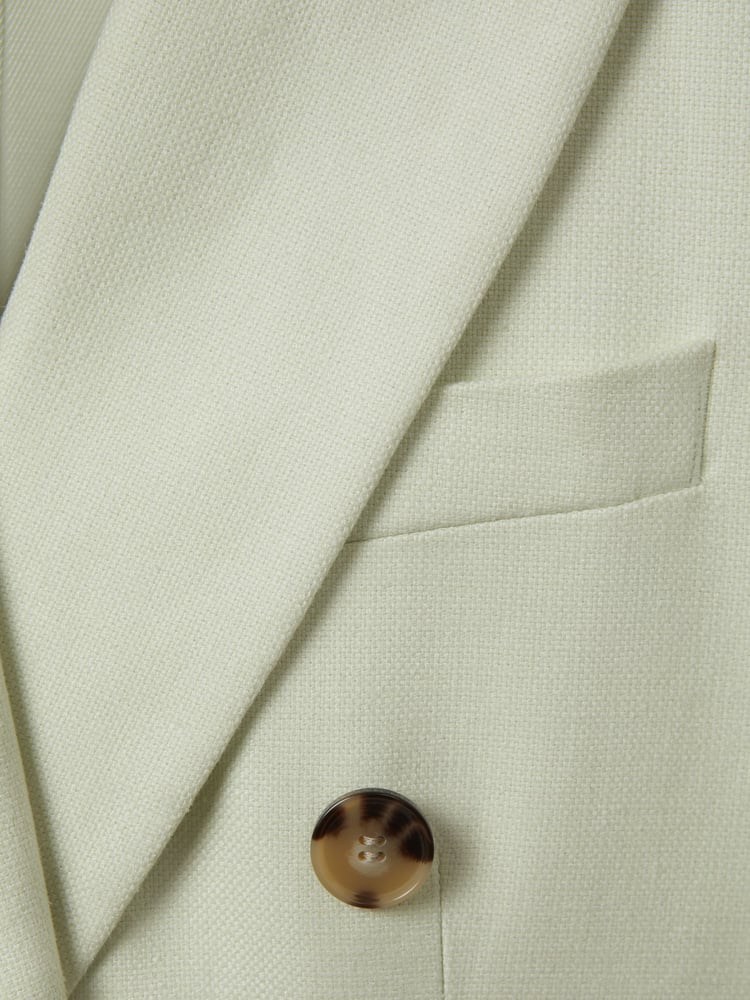 Reiss Mint Dianna Double Breasted Linen Blend Suit Blazer - Image 6 of 6