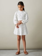 Reiss Ivory Nella 4-9 yrs Cotton Broderie Lace Skirt - Image 1 of 7