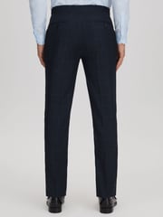 Reiss Navy Klink Wool Check Adjuster Slim Fit Trousers - Image 5 of 6
