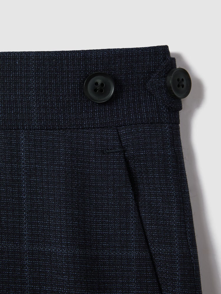 Reiss Navy Klink Wool Check Adjuster Slim Fit Trousers - Image 6 of 6