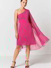Pink One Shoulder Cape Dress - Image 1 of 4