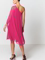 Pink One Shoulder Cape Dress - Image 3 of 4