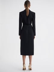 Reiss Black Quinn Satin Fitted Midi Skirt - Image 4 of 4