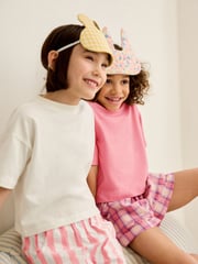 Pink/Cream Woven Check 100% Cotton Pyjamas 2 Pack (3-16yrs) - Image 2 of 9