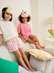 Pink/Cream Woven Check 100% Cotton Pyjamas 2 Pack (3-16yrs) - Image 4 of 9
