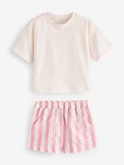 Pink/Cream Woven Check 100% Cotton Pyjamas 2 Pack (3-16yrs) - Image 8 of 9