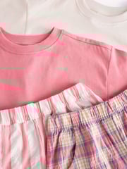 Pink/Cream Woven Check 100% Cotton Pyjamas 2 Pack (3-16yrs) - Image 9 of 9