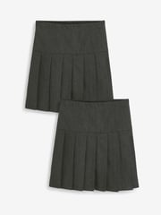 Grey Longer Length Regular Waist Pleated School Skirts 2 Pack (3-16yrs) - Image 1 of 4