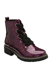 Lotus Purple Patent Lace-Up Ankle Boots - Image 1 of 4