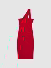 Reiss Red Abbey Velvet One-Shoulder Midi Dress - Image 2 of 4