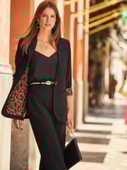 Sosandar Black Leopard Print Lining Blazer - Image 4 of 5