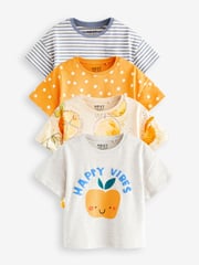 Yellow 100% Cotton Short Sleeve T-Shirt 4 Pack (3mths-7yrs) - Image 1 of 7