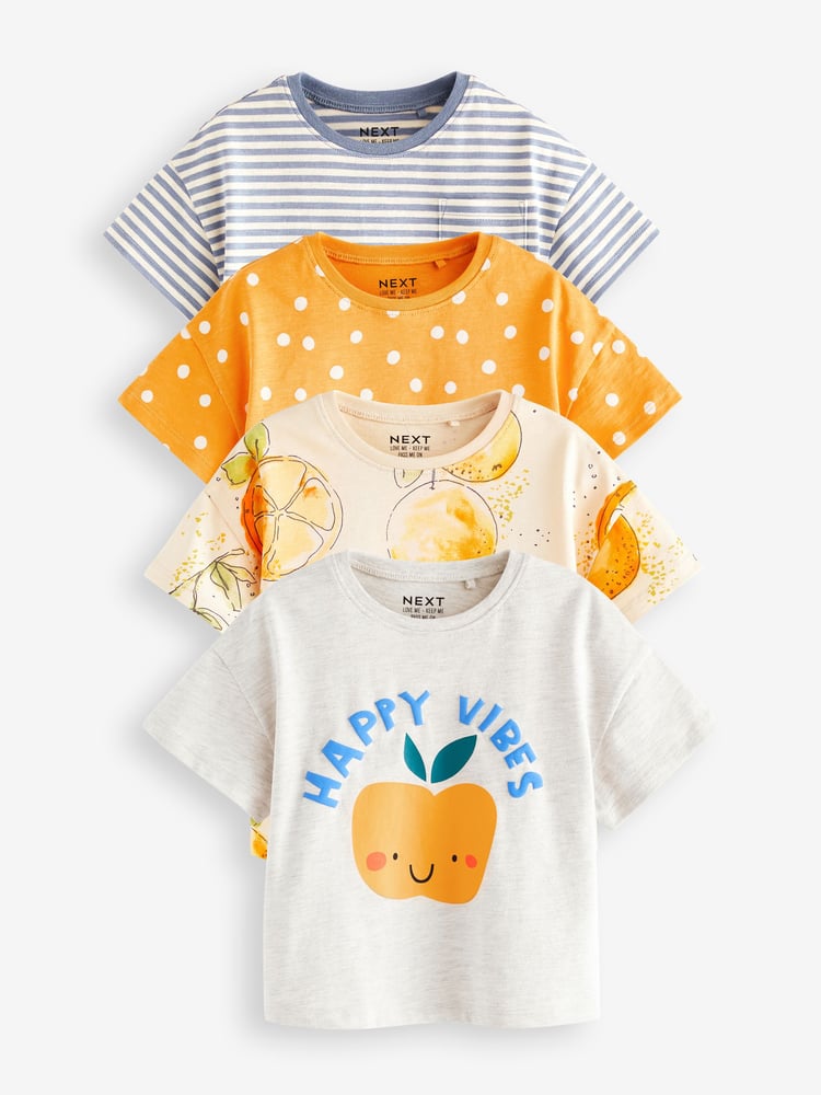 Yellow 100% Cotton Short Sleeve T-Shirt 4 Pack (3mths-7yrs) - Image 1 of 7