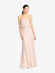 Adrianna Papell Pink Sleeveless Blouson Beaded Gown - Image 1 of 5