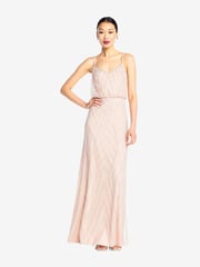 Adrianna Papell Pink Sleeveless Blouson Beaded Gown - Image 3 of 5