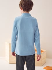 Blue 100% Cotton Long Sleeve School Polo Shirts 2 Pack (3-16yrs) - Image 4 of 7