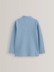 Blue 100% Cotton Long Sleeve School Polo Shirts 2 Pack (3-16yrs) - Image 6 of 7