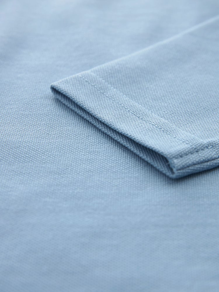 Blue 100% Cotton Long Sleeve School Polo Shirts 2 Pack (3-16yrs) - Image 7 of 7