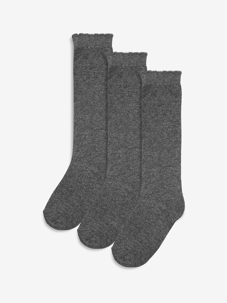 Grey Grey 3 Pack Cotton Rich Knee High School Socks - Image 1 of 3