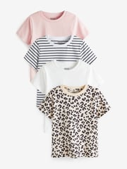 Pink/Stripe/Animal T-Shirts 4 Pack (3-16yrs) - Image 1 of 3