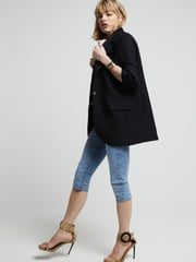 River Island Black Relaxed Fit Roll Sleeve Blazer - Image 2 of 5