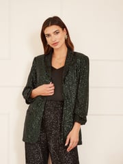 Yumi Green Sequin Blazer With Pockets - Image 1 of 5