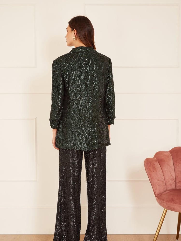 Yumi Green Sequin Blazer With Pockets - Image 2 of 5
