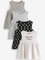 Monochrome Ribbed Vest 4 Pack (3mths-7yrs) - Image 1 of 7