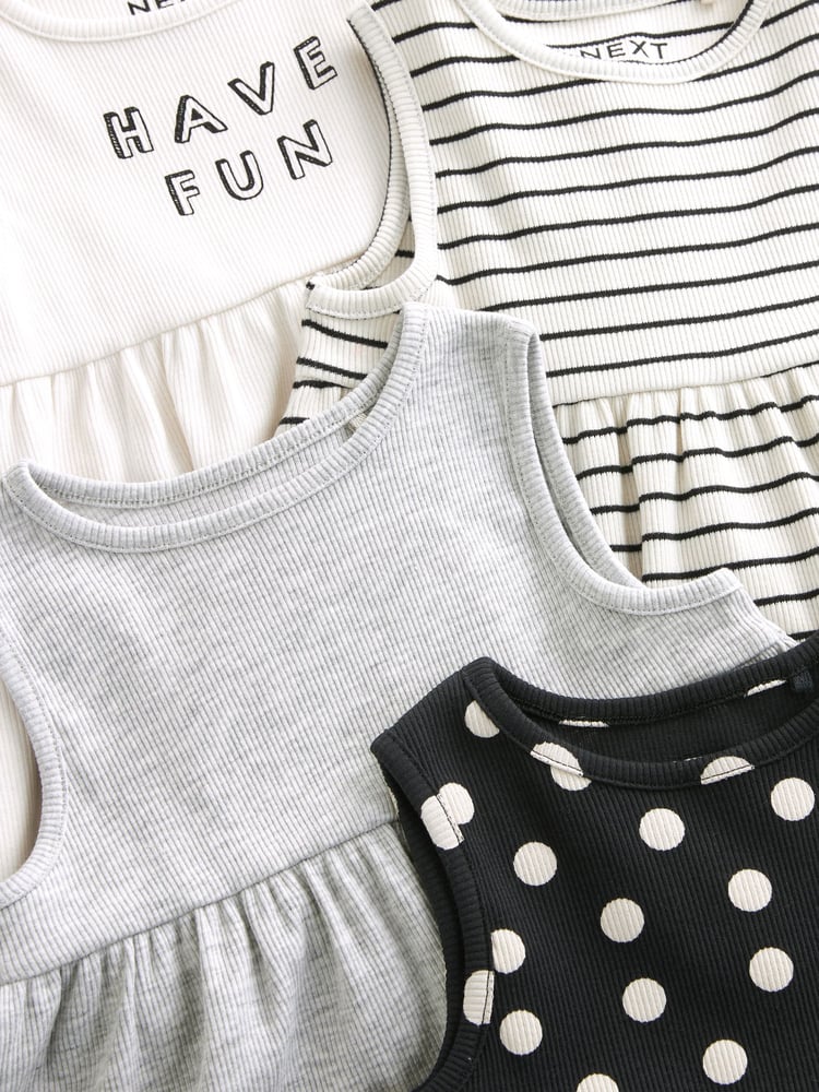 Monochrome Ribbed Vest 4 Pack (3mths-7yrs) - Image 7 of 7