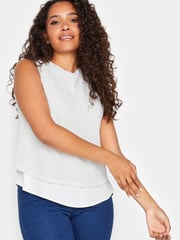 M&Co Cream Sequin Tie Back Top - Image 1 of 4