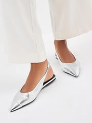 Silver Forever Comfort® Metallic Toe Slingback Shoes - Image 1 of 8