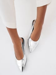 Silver Forever Comfort® Metallic Toe Slingback Shoes - Image 3 of 8