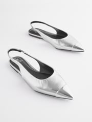 Silver Forever Comfort® Metallic Toe Slingback Shoes - Image 4 of 8