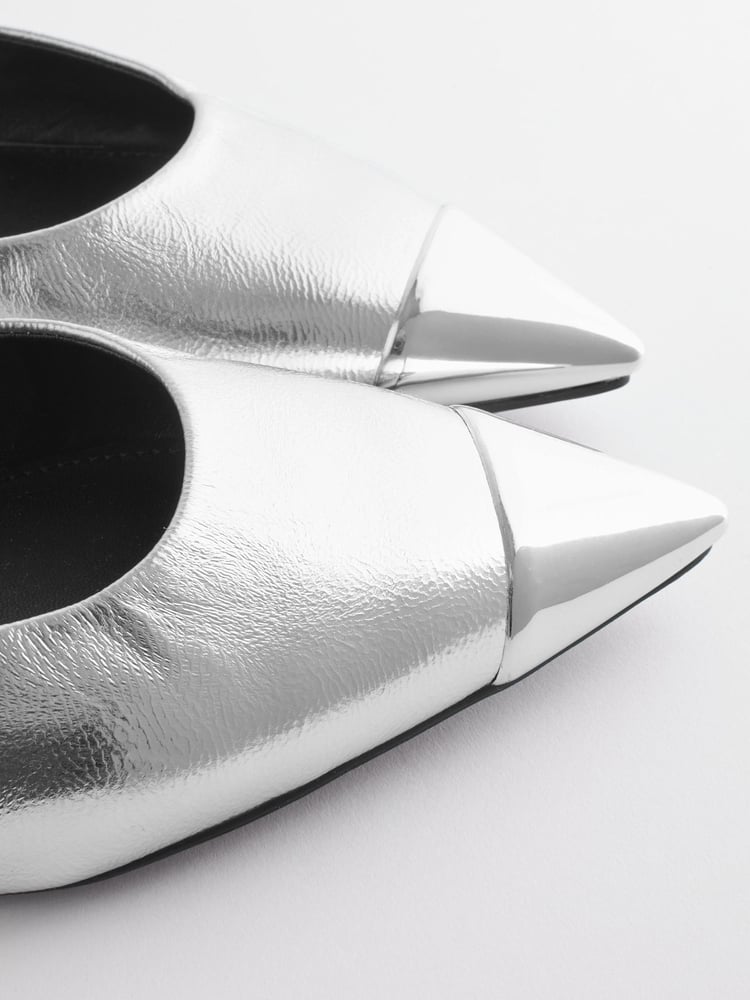 Silver Forever Comfort® Metallic Toe Slingback Shoes - Image 8 of 8 Silver Forever Comfort® Metallic Toe Slingback Shoes - Image 8 of 8