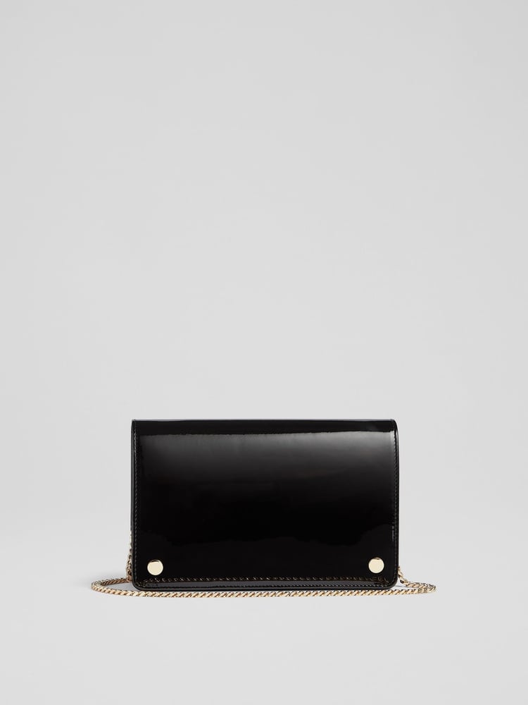 LK Bennett Black Patent Leather Cici Clutch Bag - Image 1 of 6