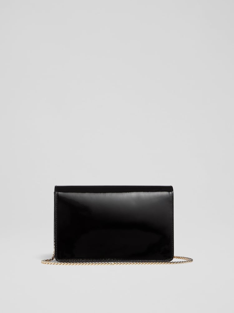 LK Bennett Black Patent Leather Cici Clutch Bag - Image 2 of 6