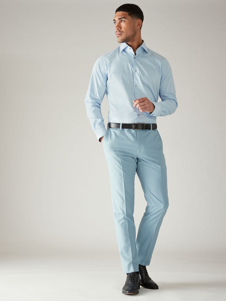 Light Blue Skinny Fit Motionflex Stretch Suit Trousers - Image 2 of 8