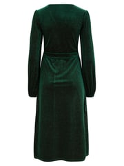 Pour Moi Green Mariah Glitter Stretch Velvet Belted Midi Dress - Image 4 of 4