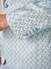 Light Blue Slim Fit Satin Jacquard Blazer - Image 5 of 10