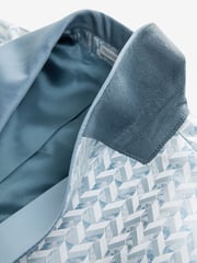 Light Blue Slim Fit Satin Jacquard Blazer - Image 8 of 10