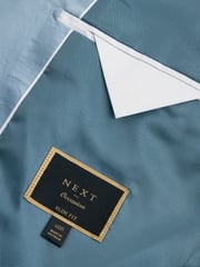 Light Blue Slim Fit Satin Jacquard Blazer - Image 9 of 10