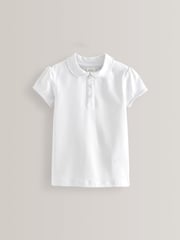 White Cotton Stretch Frill Collar School Polo Tops 2 Pack (3-16yrs) - Image 5 of 8