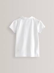 White Cotton Stretch Frill Collar School Polo Tops 2 Pack (3-16yrs) - Image 6 of 8