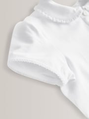 White Cotton Stretch Frill Collar School Polo Tops 2 Pack (3-16yrs) - Image 8 of 8