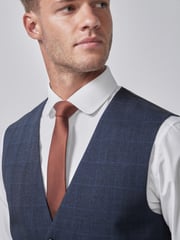 Mid Blue Check Suit Waistcoat - Image 3 of 8