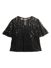 Superdry Black Sheer Short Sleeve Sequin Top - Image 5 of 5